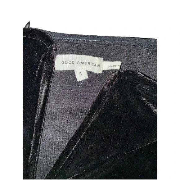 Good American Jumpsuit Size 1 Small Black Strapless Velvet V Neck - Picture 10 of 14